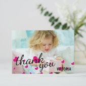 Roze hartfoto's - 3x5 bedankt voor je platte kaart (Staand voorkant)