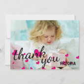 Roze hartfoto's - Hartelijk dank voor uw platte ka Kaart (Voorkant)