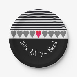 Roze hartgeaccentueerd papieren bordje