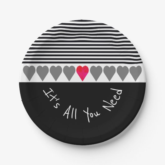 Roze hartgeaccentueerd papieren bordje (Voorkant)