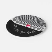 Roze hartgeaccentueerd papieren bordje (Gekanteld)