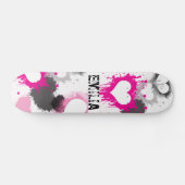roze hartgraffiti grunge aangepaste naam meisje persoonlijk skateboard (Horizontaal)