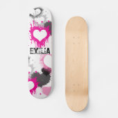 roze hartgraffiti grunge aangepaste naam meisje persoonlijk skateboard (Voorkant)