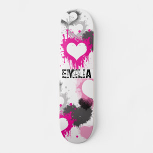 roze hartgraffiti grunge aangepaste naam meisje persoonlijk skateboard