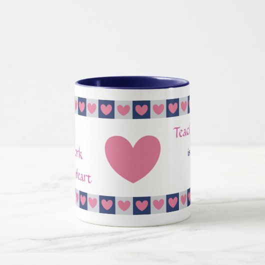 Roze hartgrens leraar mok (Midden)