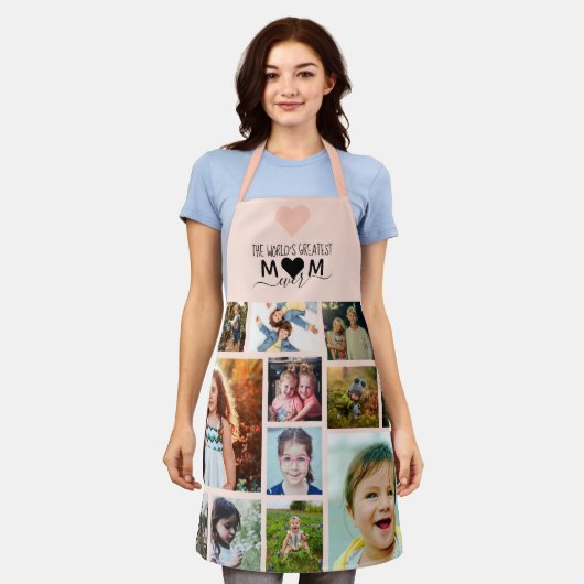 Roze harthart Groest mam ooit foto collage Schort (Gedragen)