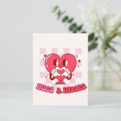 Roze harthugs en Kisses Briefkaart (Staand voorkant)