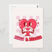 Roze harthugs en Kisses Briefkaart (Voorkant / Achterkant)