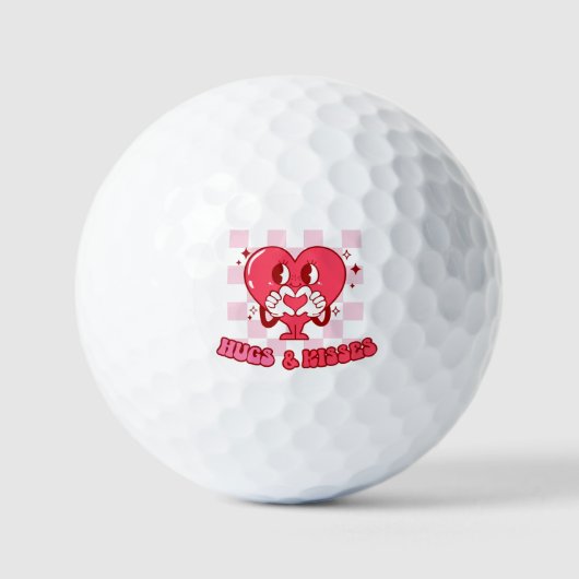 Roze harthugs en Kisses Golfballen (Voorkant)