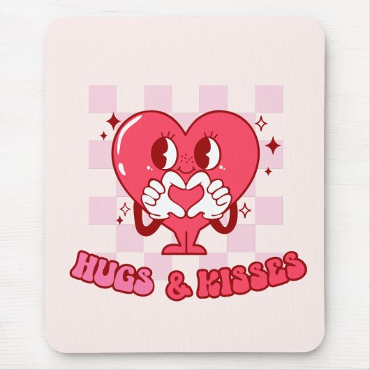 Roze harthugs en Kisses Muismat (Voorkant)