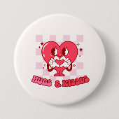 Roze harthugs en Kisses Ronde Button 7,6 Cm (Voorkant)