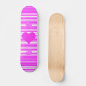 Roze hartje op het striptekenbord persoonlijk skateboard (Voorkant)