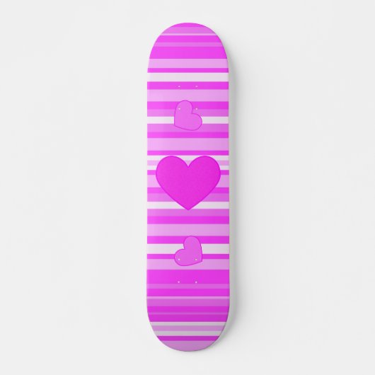 Roze hartje op het striptekenbord persoonlijk skateboard (Voorkant)