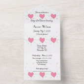 Roze Hartjes Baby Shower Uitnodiging (Binnen)