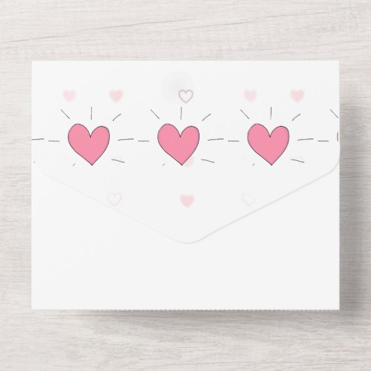 Roze Hartjes Baby Shower Uitnodiging (Achterkant)