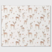 Roze Hartjes Crème Herten Kerst Cadeaupapier (Vlak)