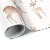 Roze Hartjes Crème Herten Kerst Cadeaupapier (Rol Hoek)