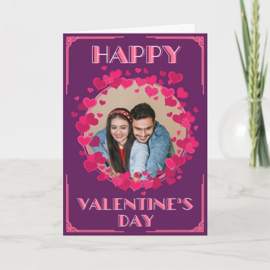 Roze Hartjes Custom Foto Valentijnskaart Kaart (Voorkant)