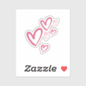 Roze Hartjes Cute Doodle Sticker (Vel)