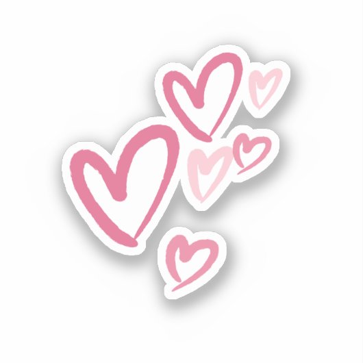 Roze Hartjes Cute Doodle Sticker (Voorkant)