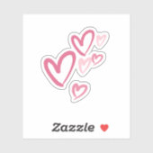 Roze Hartjes Cute Doodle Sticker (Vel)