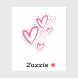 Roze Hartjes Cute Doodle Sticker