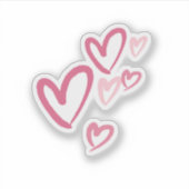 Roze Hartjes Cute Doodle Sticker (Voorkant)