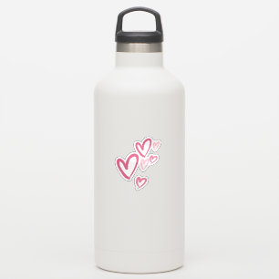 Roze Hartjes Cute Doodle Sticker
