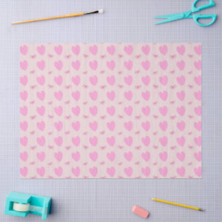 Roze Hartjes en Strikken Patronen Tissuepapier
