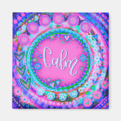 roze hartjes kalm trendy modern plezier magneet (Voorkant)