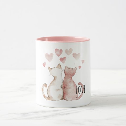 Roze Hartjes Kattenliefde Mok (Midden)
