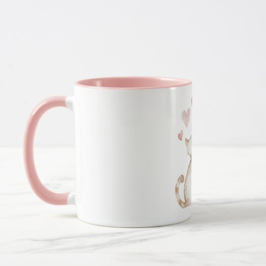 Roze Hartjes Kattenliefde Mok (Links)