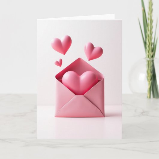 Roze Hartjes Liefdesbericht Kaart (Voorkant)
