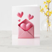 Roze Hartjes Liefdesbericht Kaart (Gele Bloem)