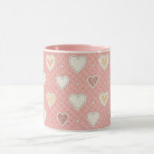 Roze Hartjes Met Patroon Valentijnsdag Mok (Midden)