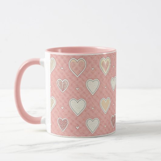 Roze Hartjes Met Patroon Valentijnsdag Mok (Links)