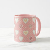 Roze Hartjes Met Patroon Valentijnsdag Mok (Voorkant rechts)