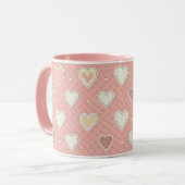 Roze Hartjes Met Patroon Valentijnsdag Mok (Voorkant links)