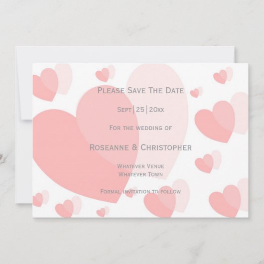 Roze Hartjes Ontwerp Trouw Save The Date (Voorkant)