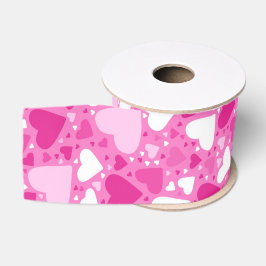 Roze Hartjes Ontwerp voor Borstkankerbewustzijn Grosgrain Lint
