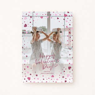 Roze Hartjes Overlay Valentijnsdag Fotokaart Kaart