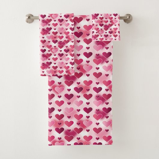 Roze Hartjes Patroon Bad Handdoek (Insitu)