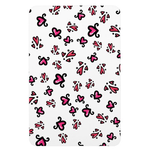 Roze Hartjes Patroon – Cute Doodle Design Magneet (Verticaal)