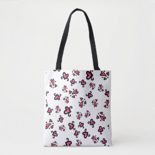 Roze Hartjes Patroon – Cute Doodle Design Tote Bag