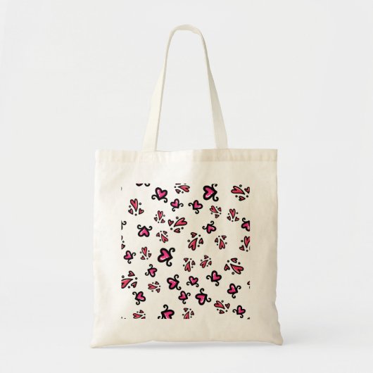 Roze Hartjes Patroon – Cute Doodle Design Tote Bag (Voorkant)