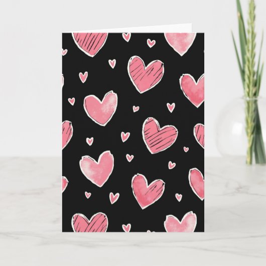 Roze Hartjes Patroon Liefde Kaart (Voorkant)