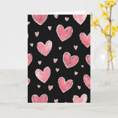 Roze Hartjes Patroon Liefde Kaart (Gele Bloem)