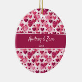 Roze Hartjes Patroon Met Aangepaste Tekst Keramisch Ornament (Rechts)