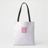 Roze Hartjes Patroon Monogram Tote Bag (Voorkant)