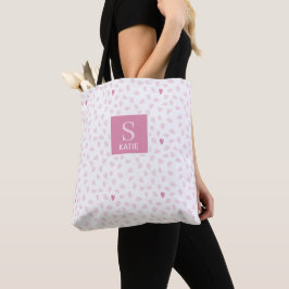 Roze Hartjes Patroon Monogram Tote Bag